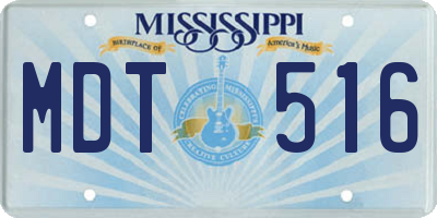 MS license plate MDT516