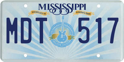 MS license plate MDT517