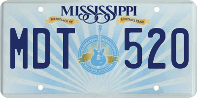 MS license plate MDT520