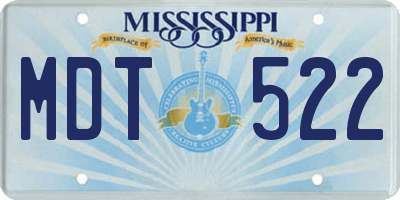 MS license plate MDT522