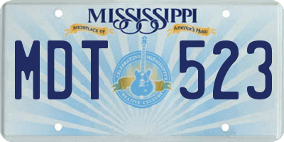 MS license plate MDT523