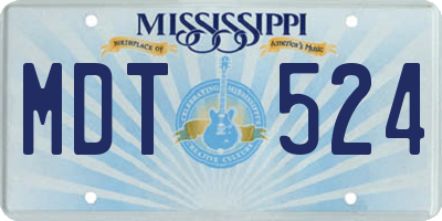 MS license plate MDT524