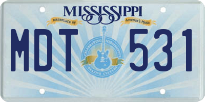 MS license plate MDT531