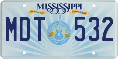 MS license plate MDT532