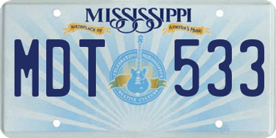 MS license plate MDT533