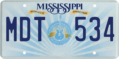 MS license plate MDT534