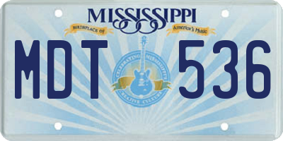 MS license plate MDT536