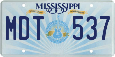 MS license plate MDT537
