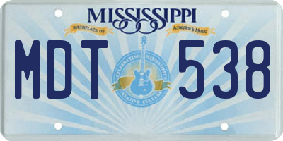 MS license plate MDT538