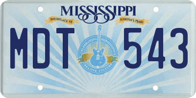 MS license plate MDT543