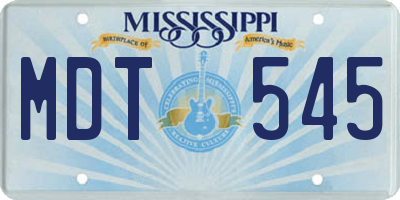 MS license plate MDT545