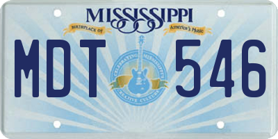 MS license plate MDT546