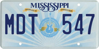 MS license plate MDT547
