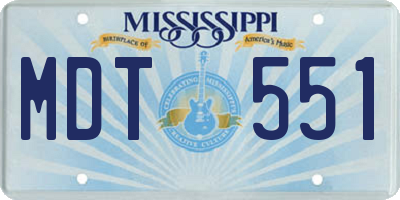 MS license plate MDT551
