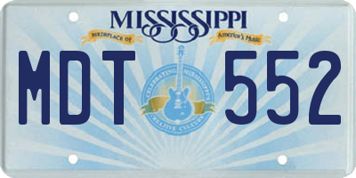 MS license plate MDT552