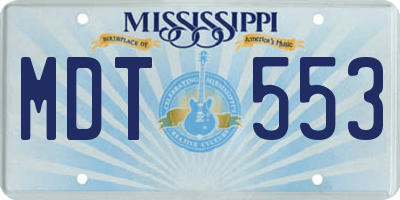 MS license plate MDT553