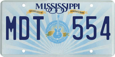 MS license plate MDT554