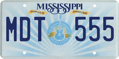 MS license plate MDT555