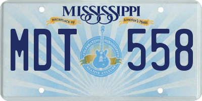 MS license plate MDT558