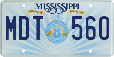 MS license plate MDT560