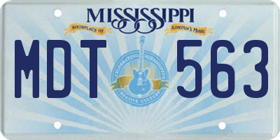 MS license plate MDT563
