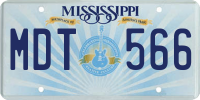 MS license plate MDT566