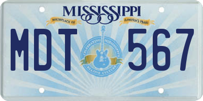 MS license plate MDT567