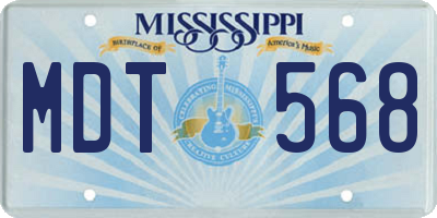 MS license plate MDT568