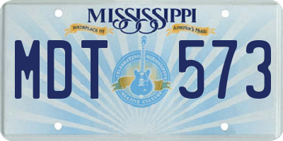 MS license plate MDT573