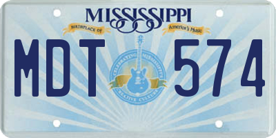 MS license plate MDT574