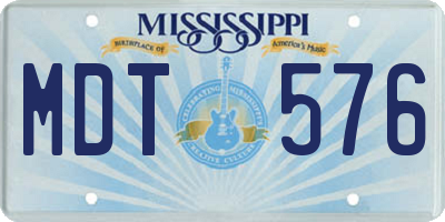 MS license plate MDT576