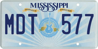 MS license plate MDT577
