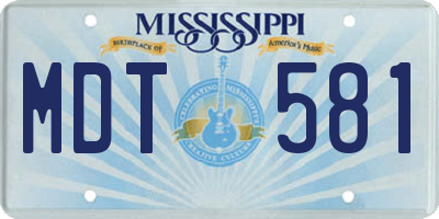 MS license plate MDT581
