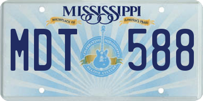 MS license plate MDT588