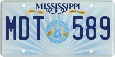 MS license plate MDT589