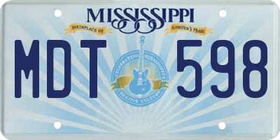 MS license plate MDT598