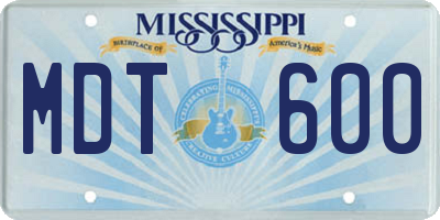 MS license plate MDT600