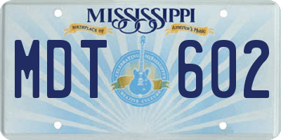 MS license plate MDT602