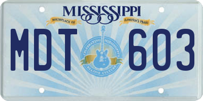 MS license plate MDT603
