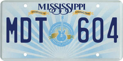 MS license plate MDT604