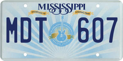 MS license plate MDT607