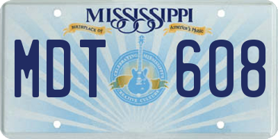 MS license plate MDT608