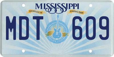 MS license plate MDT609