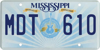 MS license plate MDT610