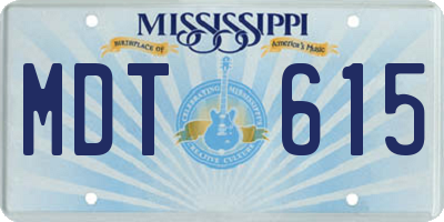 MS license plate MDT615