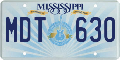 MS license plate MDT630