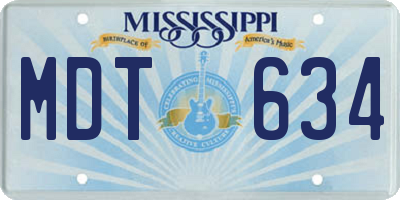 MS license plate MDT634