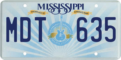 MS license plate MDT635