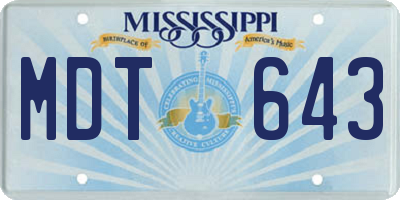 MS license plate MDT643