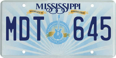 MS license plate MDT645